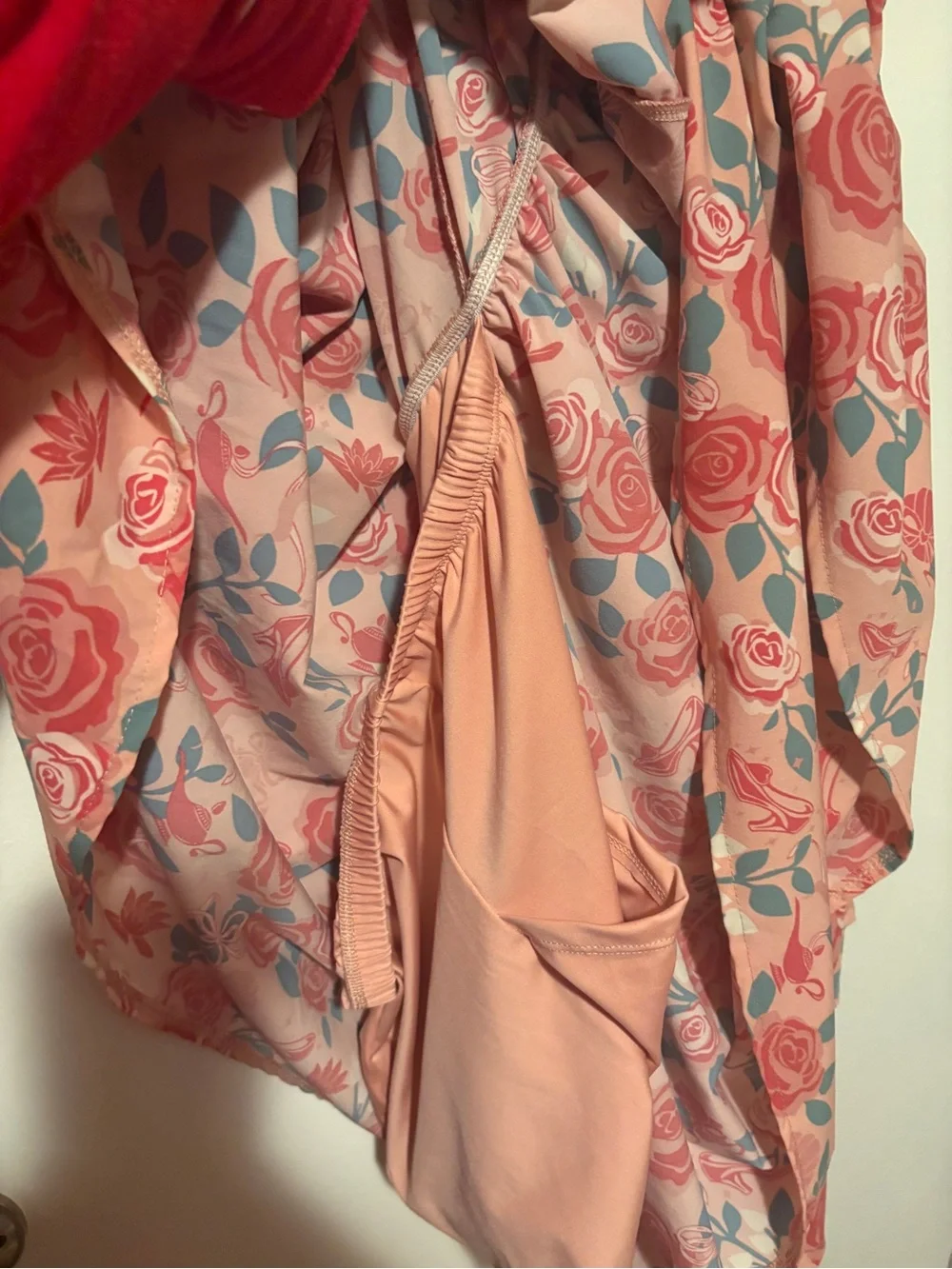 Disney HerUniverse Pink Floral Tiered workout dress with green Accents - Picture 4 of 5